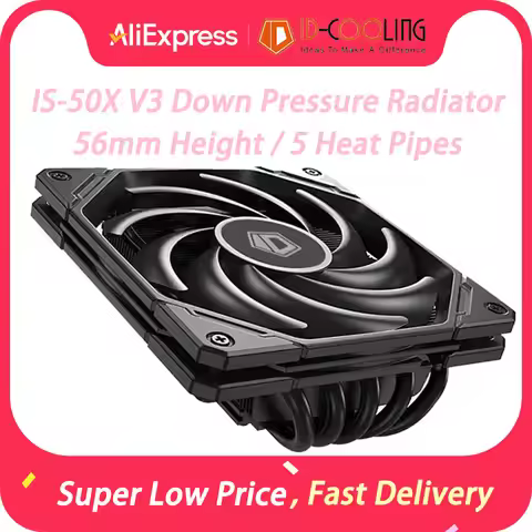 ID-COOLING IS-50X V3 56mm Height 5 Heat Pipes Down Pressure Radiator 4PIN PWM Slient Suitable For In