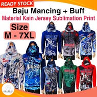 KOLEKSI SEMPURNA Baju Pancing Lengan Panjang Hoodies+Buff Baju Mancing Tangan Panjang Topi Buff M-7X