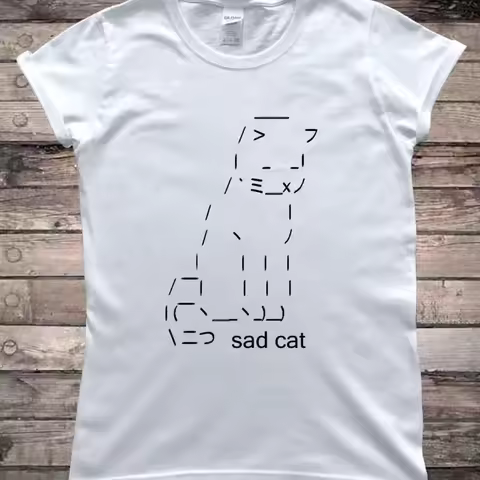 Sad Cat ASCII Art Meme Funny Cat Lady T-Shirt