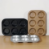 **包郵** [6連圓孔] 黑色 圓杯形蛋糕模 碳鋼蛋糕模 不粘模 蛋糕烤盤 烤焗 烘焙工具 蛋糕模 [平行進口]