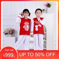 MERAH KATUN CHEAP DISCOUNT Children's Independence Day T-Shirt Set 17 August Red and White Cotton 3-