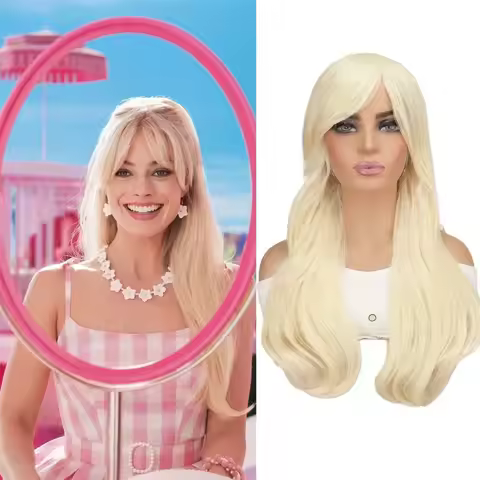2024NEW Movie Barbie Wig Cosplay For Woman Adult Blond Hair Curly Hair Halloween Barbie Style Synthe