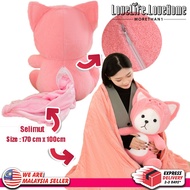 MORETHAN1 Comel Bear Bear Bantal Dan Selimut Animal Pillow with Blanket A cuddly plush