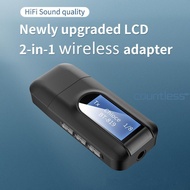 LCD USB Bluetooth-compatible 5.0 Wireless Audio Transmitter Receiver 3.5mm AUX D [countless.sg]
