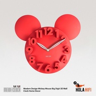 MEIDI CLOCK Modern Design Mickey Mouse Big Digit 3D Wall Clock Home Decor Red - นาฬิกาแขวนผนัง สินค้