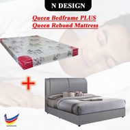 [N Design] Queen Bed frame with Queen Mattress / Katil Queen Murah / Queen Tilam Murah / 床架 / Katil dan Tilam Queen