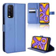 VIVO Y20 Casing Flip Phone Holder Stand VIVO Y20i Y20s Y12s Y12A Case Wallet PU Leather Back Cover