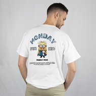 Oversized T-Shirt Monday Mood Minion Pure Cotton 230gsm Premium Quality Round Neck Men baju lelaki S