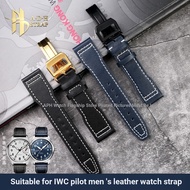 Suitable for IWC IWC Pilot IW501014 IW328203Men Leather Watch Strap Folding Buckle 20 21mm