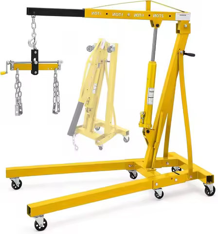 Engine Hoist with Lever, 2 T 4000 Lbs Heavy Duty Folding Cherry Picker Engine Lift Hydraulic Tilting
