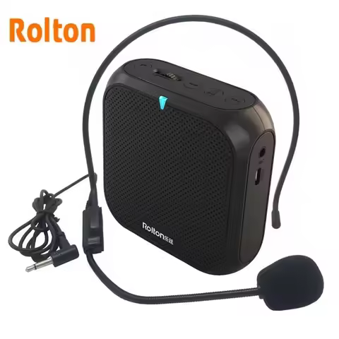 Rolton K400 Portable Voice Amplifier Megaphone Booster 4 Colors Portable Wired Mini Audio Speaker FM