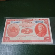Uang Kuno 50 Cent Sen Nederlandsch Indie Muntbiljet NICA 1943