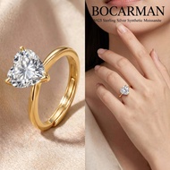BOCARMAN 1CT-4CT D VVSI Heart Moissanite Ring S925 Silver Glitter Eternity Band Promise Jewelry for 