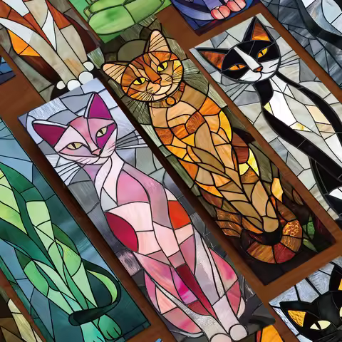30pcs Cartoon Elegant Cat Bookmarks Reading Pages Book Tagged Decoration Card School Stationary Supp