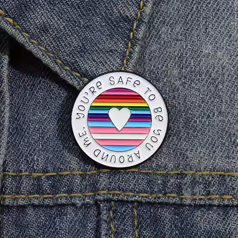 1pc "You're Safe To Be You Around Me" Enamel Pins, Rainbow Brooch Jewelry Gift