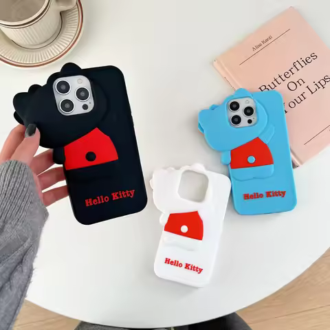 Cute Cartoon Hide and Seek Hello Kitty Case For iPhone 16 15 14 13 12 Pro Max 4 4S 5 5S 6 6S 7 8 Plu