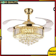 Rose Gold LED Invisable Ceiling Fan Lamp Crystal Lighting Remote Chandelier 42"