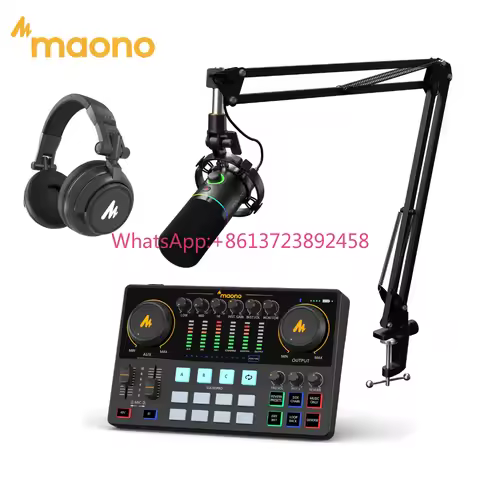 MAONOCASTER Professional Sound Card with 25mm Dynamic Studio Microphones Podcast Audio Interface Liv