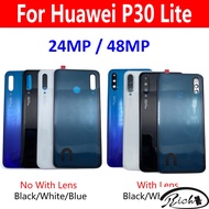 Back Battery Door Rear Housing Cover Case With Camera Glass Lens With Sticker For Huawei P30 Lite 24MP 48 MP / Nova 4E With LOGO
