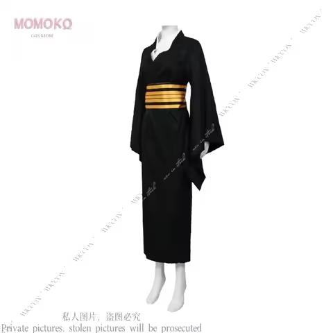 Nakime Cosplay Anime Costume Kimono Mask Suit Halloween Black Uniform for Women Men Demon Moons Demo