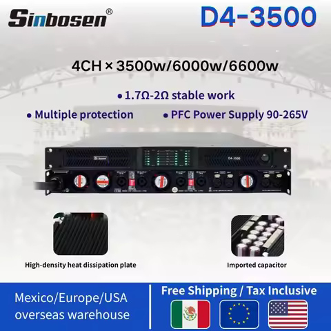 D4-3500 class d 4 channel 3500 watts digital power amplifier professional audio