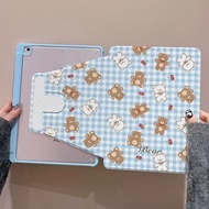 Blue Lattice Rotating Bear Transparent 11th Generation Tablet Protective Case iPad Air 4/5 Tablet Pr