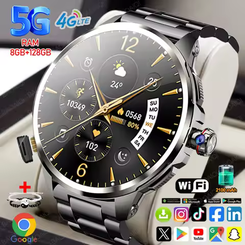 5G/4G Smart Watch 1.95 inch 720*720 AMOLED Screen 8GB+128GB RAM 900W Camera WIFI Google APPS Downloa