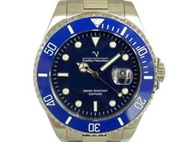 [專業] 潛水錶 [VALENTINO EV9800] 范倫鐵諾 藍水鬼石英錶[海軍藍色面+日期][水晶鏡面]中性/新潮