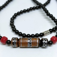 Kokka Marjan Necklace Ethnic Pendant Embossed Ironwood Cemeti Plate