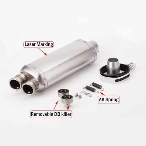Universal 51mm Motorcycle Exhaust Muffler Dual Escape for BMW R1200gs z900 z1000 fz1 vespa r3 mt07 e