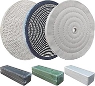 PURUI 6PC 8 Inch Stainless Steel Polishing Buffing Wheel Kit for Bench Grinder,kit with Each 1PC 5/8