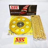 Gear Set SSS 415 Satria FU 150 F150 Steel Gold and HSBT Chain
