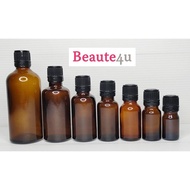 READY STOCK 5ml 10ml 15ml 20ml 30ml 50ml and 100ml Amber Dropper Bottles w/Black Tamper Proof Caps f