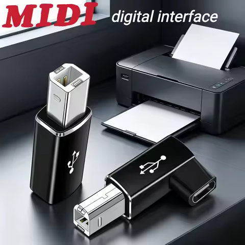 MIDI Printer Adapter USB Type C to Type B Male, Suitable for Printers, Hard Drive Docks, Fax Machine