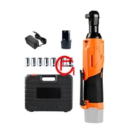 【Best Price】200Nm High-Torque 90° Cordless Ratchet Wrench Set 3/8'' Angle Wrench with 12V Batteries 