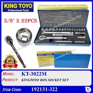 192131-322 KINGTOYO KT-3022M (KTBS-22) 22PCS 3/8" DRIVE SOCKET SOCKET WRENCH SET (KING TOYO) KT3022M
