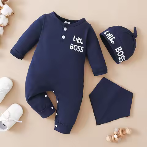 0-12 Months Toddler Baby Boy 2PCS Clothing Toddler Baby Romper Long Sleeves Boy Print Jumpsuit with
