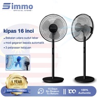 Simmo Stand Fan Low Noise kipas angin 16 Inch 3 Speed Home Office Fan Standing Fan Kipas Berdiri Str