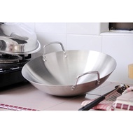 Stainless Steel Wok 60cm Double Handle Large Thickened Deep Wok KUALI BESAR KELULI TAHAN KARAT READY