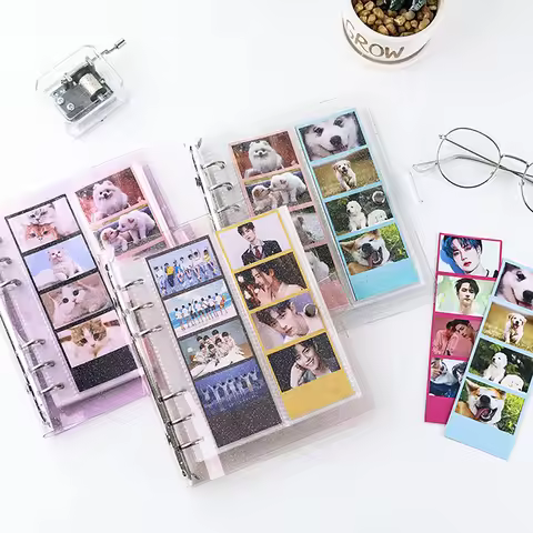 A6 Glitter Photocard Binder 100 Photos for 2x6 Inch Photo Strips Bookmark Photo Booth Frame Album Id