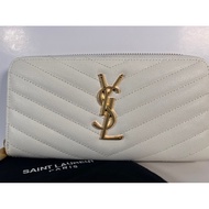 Preloved YSL Quilted White Long Wallet