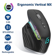 Wireless Mouse Bluetooth+2.4G Tri-mode Mouse Mute Ergonomic Gaming Mouse USB-C Rechargeable 5 DPI Fo