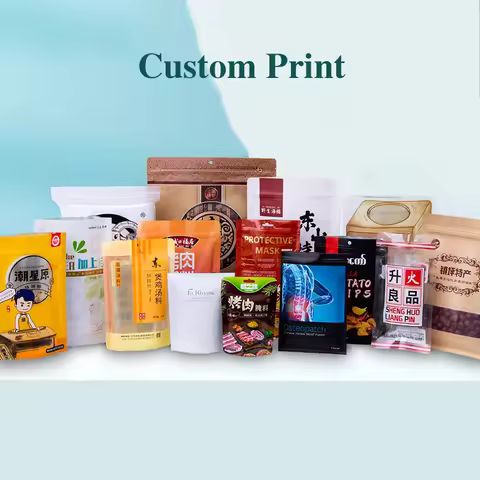 Cookie Bags with Zipper, Kraft Paper Food Pouch Bag, Gift Packaging, Aluminum Foil Bags, Custom Prin