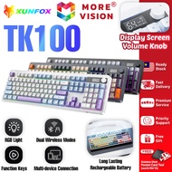 XUNFOX TK100 Wireless Keyboard Bluetooth Dual Mode 2.4GHz E-Sports Gaming RGB Backlit PC Laptop Char