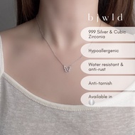BJWLD S999 Silver Gianna Embellished Butterfly Necklace (1 Piece) Kalung Rantai Leher Perak