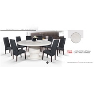 TC19 C-MJ58 1+8 Seater Round Table Grade A Marble Dining Set With High Quality Turkey Leather Cushion Chair / Dining Tab