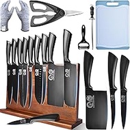 XYJ Professional Knife Sets for Master Chefs, Meat Cleaver for Camping, Chef's Knife Set with Magnet
