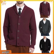 Men Wool Blend Sweater Merino Wool Cardigan Mens Wool Blend Coat with Shawl Collar and Pockets Perfe