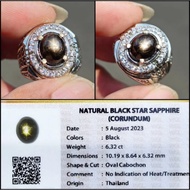 Natural Black Sapphire Star Plus Gem ID Card Stone Gem Ring