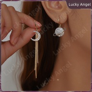 Moon Earrings Unique Unique Unique Full Diamond Temperament Earrings Long Tassel High-End Earrings E